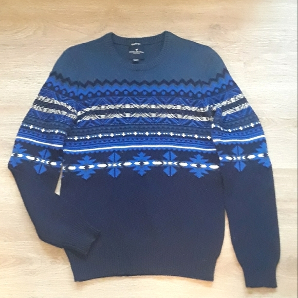 American Eagle Outfitters Sweaters - American Eagle Seriously Soft Blue Knit Geometric Pullover Sweater - XS